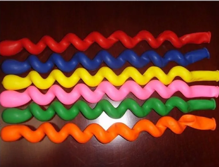 Бесплатная Shipping100Pcs/Лот Красочные Длинная спиральная Латекс винтовые воздушные