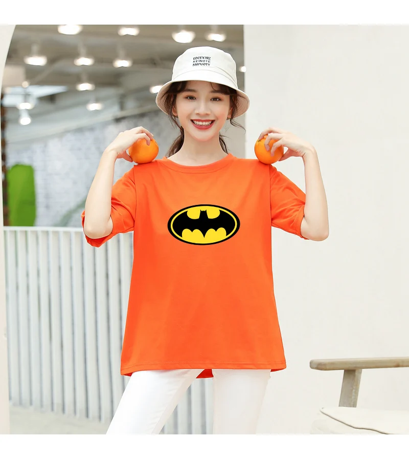 Летние новые женские повседневные футболки с коротким рукавом из хлопка Harajuku Kawaii Batman с принтом из мультфильма Топы уличная футболки tumblr рубашка Femme