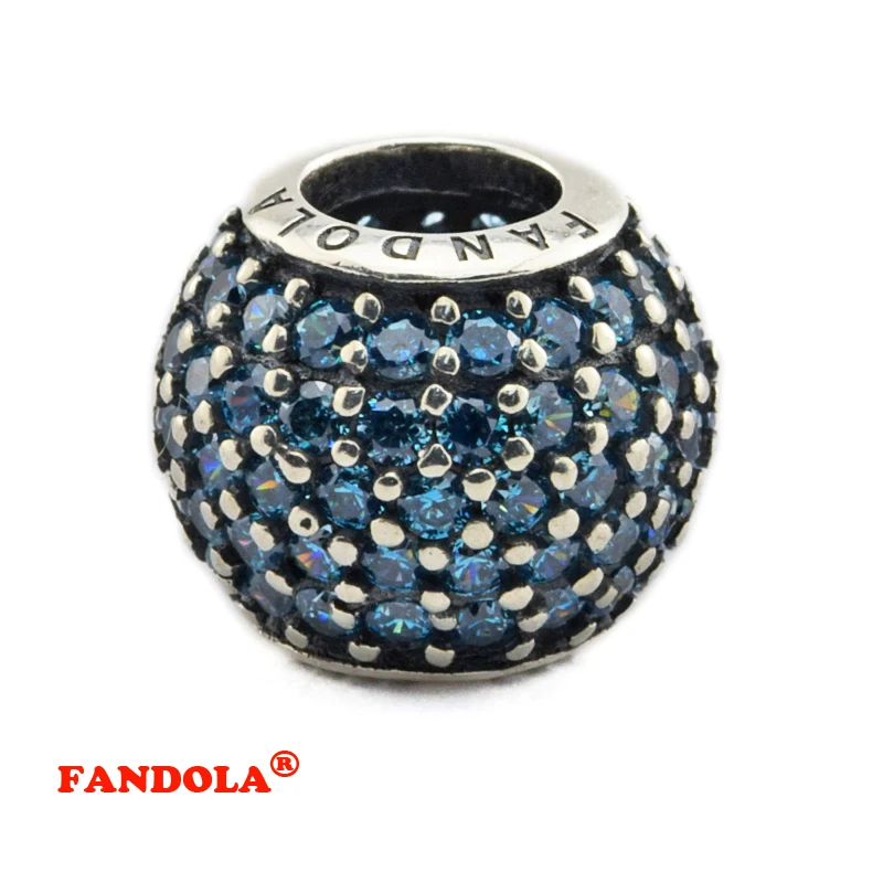 Fit Pandora Bracelets Pave Lights Beads with Teal Cubic Zirconia Authentic 925 Sterling Silver Charms Jewelry Making CK170H | Украшения и
