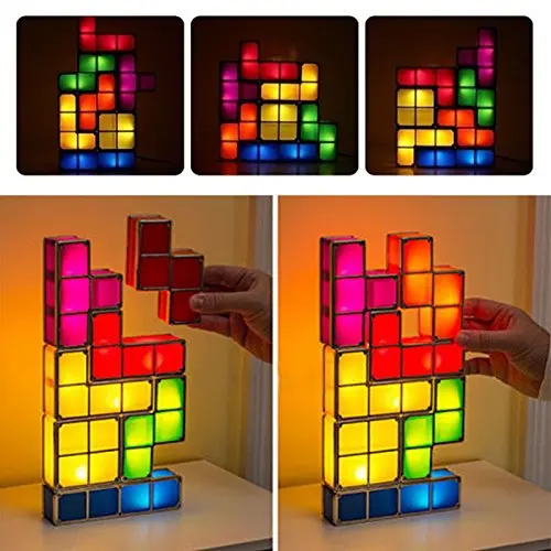 LED Tetris Stackable ночник 3D Пазлы Новинка свет 7 видов цветов магические блоки