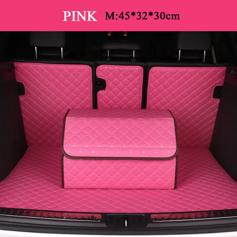 pink M Автомобильный органайзер для багажника, сумка для хранения, авто сумка для мусора, сумка для инструментов, Складная Большая сумка для хранения груза, аксессуары для автомобиля, розовый/синий - Название цвета: pink M