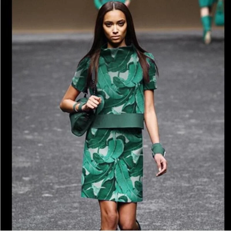 Жаккард цифровая печать ткань банан жаккард с рисунком в виде листьев пальто