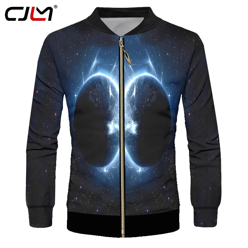 

Куртка CJLM Мужская на молнии, креативное пальто унисекс, топы на молнии с 3D принтом звездного неба, вдали от земли