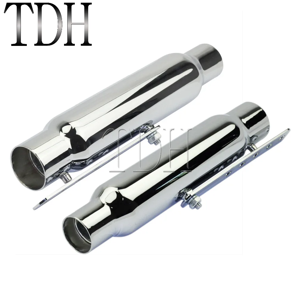 1 пара короткий тип мотоцикла 1/2 &quot1 3/4&quot Хромированный глушитель ретро для Harley