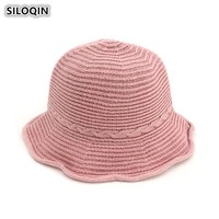 siloqin womens summer ventilation bucket hats foldable 2019 new style fashion wild retro literary sweet beach hat for women