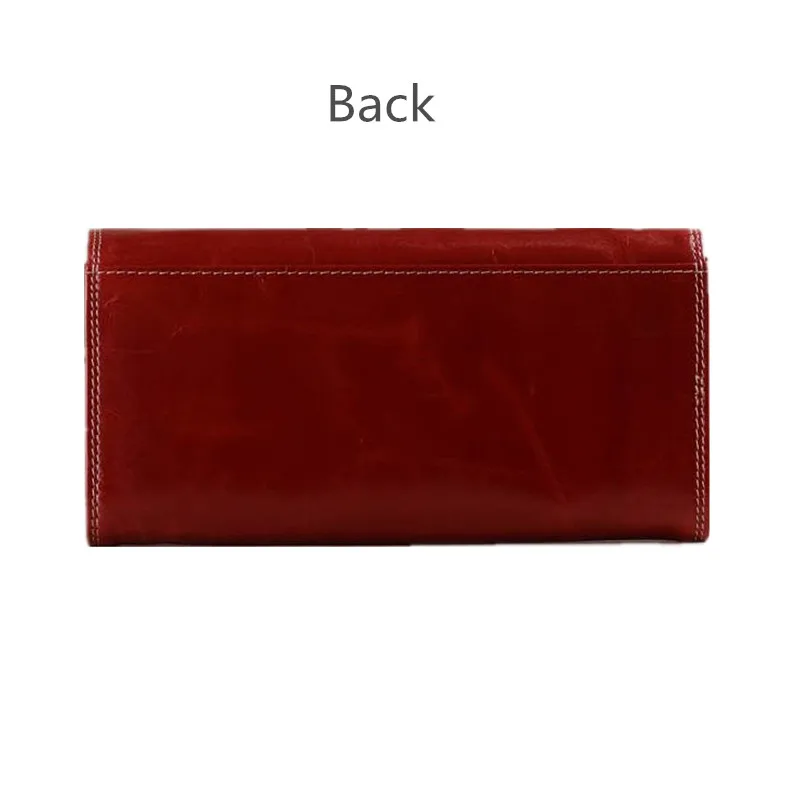 Модный женский кошелек из натуральной вощеной кожи элегантный двойной длинный с