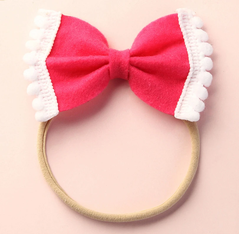 

2.8" Children Solid Felt Bow Headband Cute Elastic Nylon Headbands For Little Girl Handmade Headwear Hair Accessories 36pc/lot