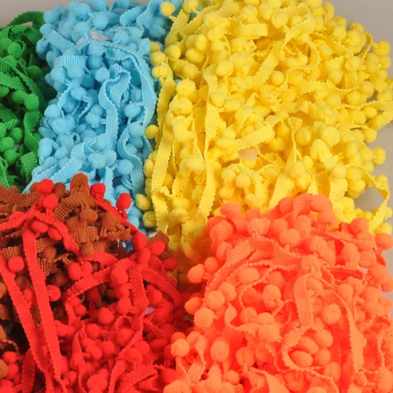 5 Yard/lot 8mm Pompon Ball Trims Ribbon Lace Farbic For DIY Sewing Accessory Handmade Crafts Wedding Decoration 12 Colors C2009 | Дом и сад