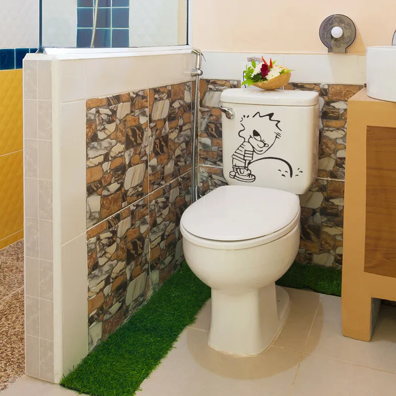 Eco-friendly Toilet Stickers Cartoon Pattern Wall Decals Home Decoration Glass funny bathroom signs | Дом и сад