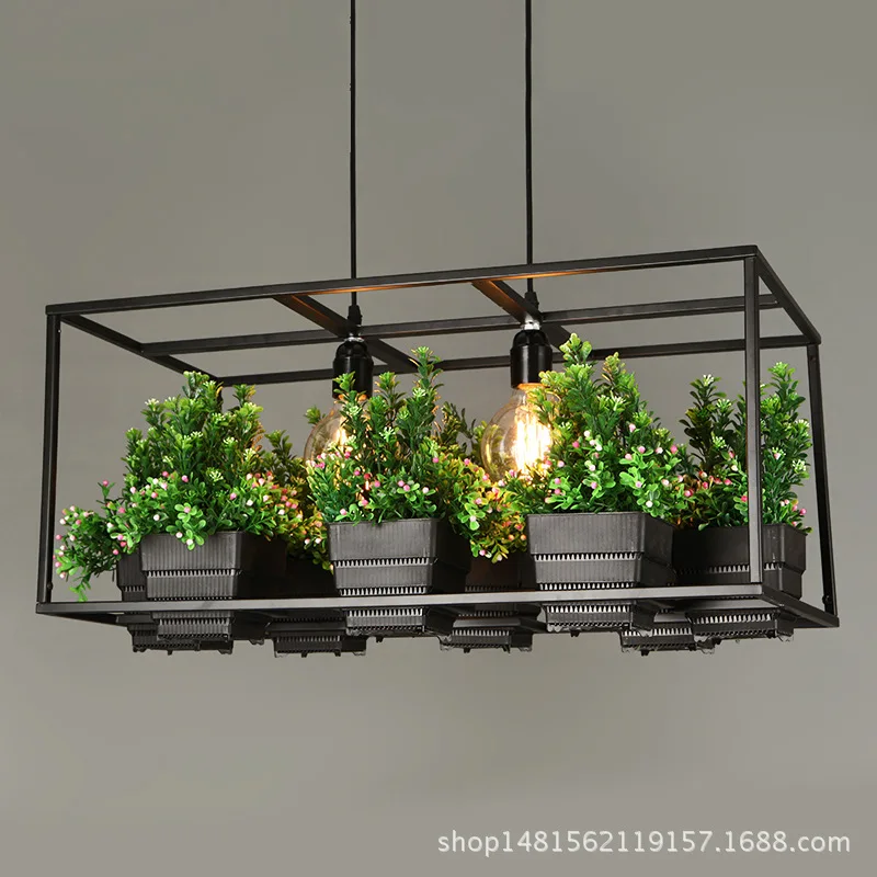 Современная простая люстра из дерева и железа 3 вида кованого горшок для растений