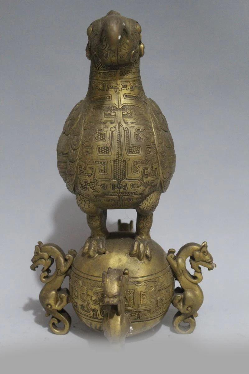 ZSR 11 &quotКитайская фэн-шуй народная латунная статуя из бисера счастливого дракона