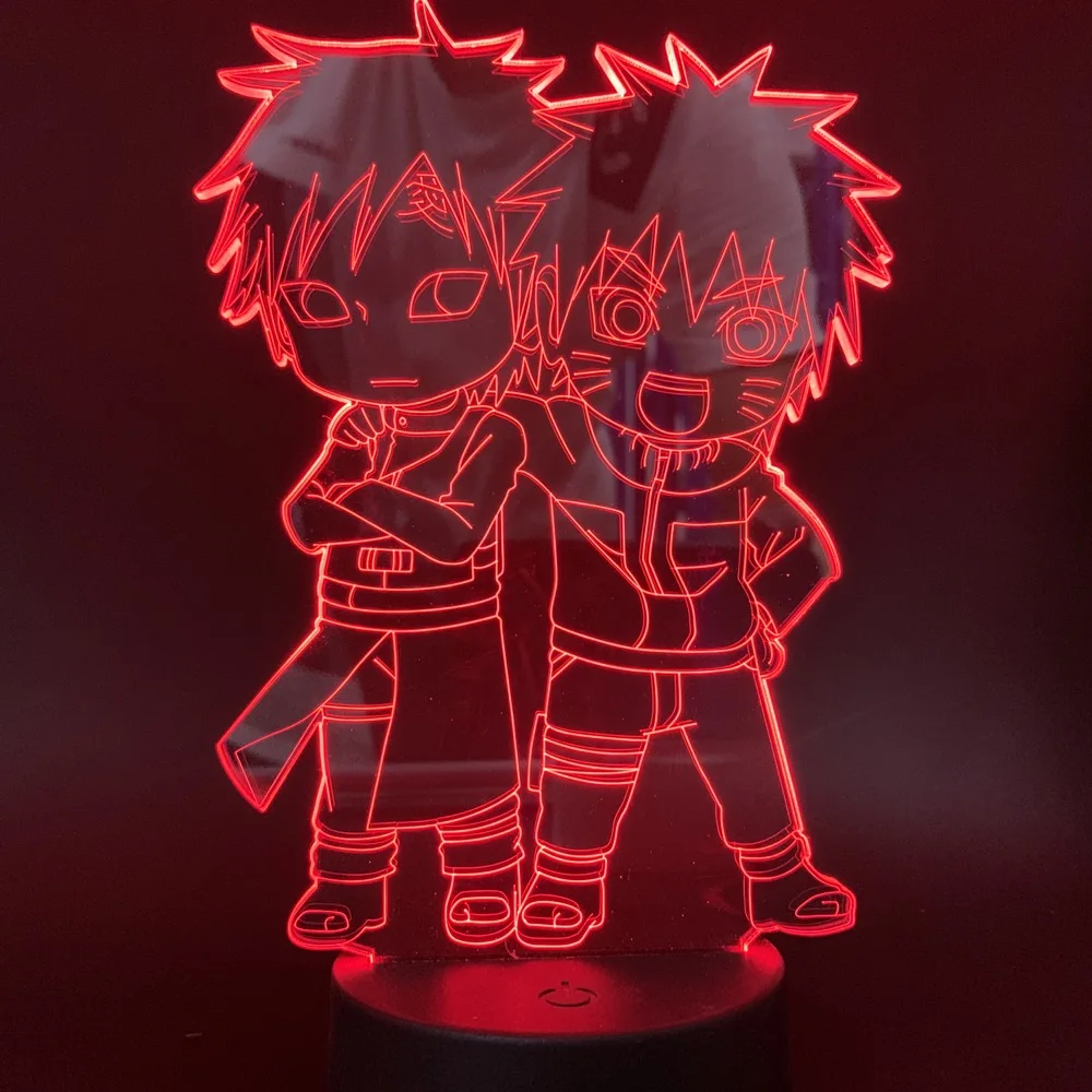 Наруто Узумаки Наруто Гаара Shippuden 3d свет аниме uzumaki 3d ночник светодиодный для детской спальни декоративная лампа для дома на Рождество