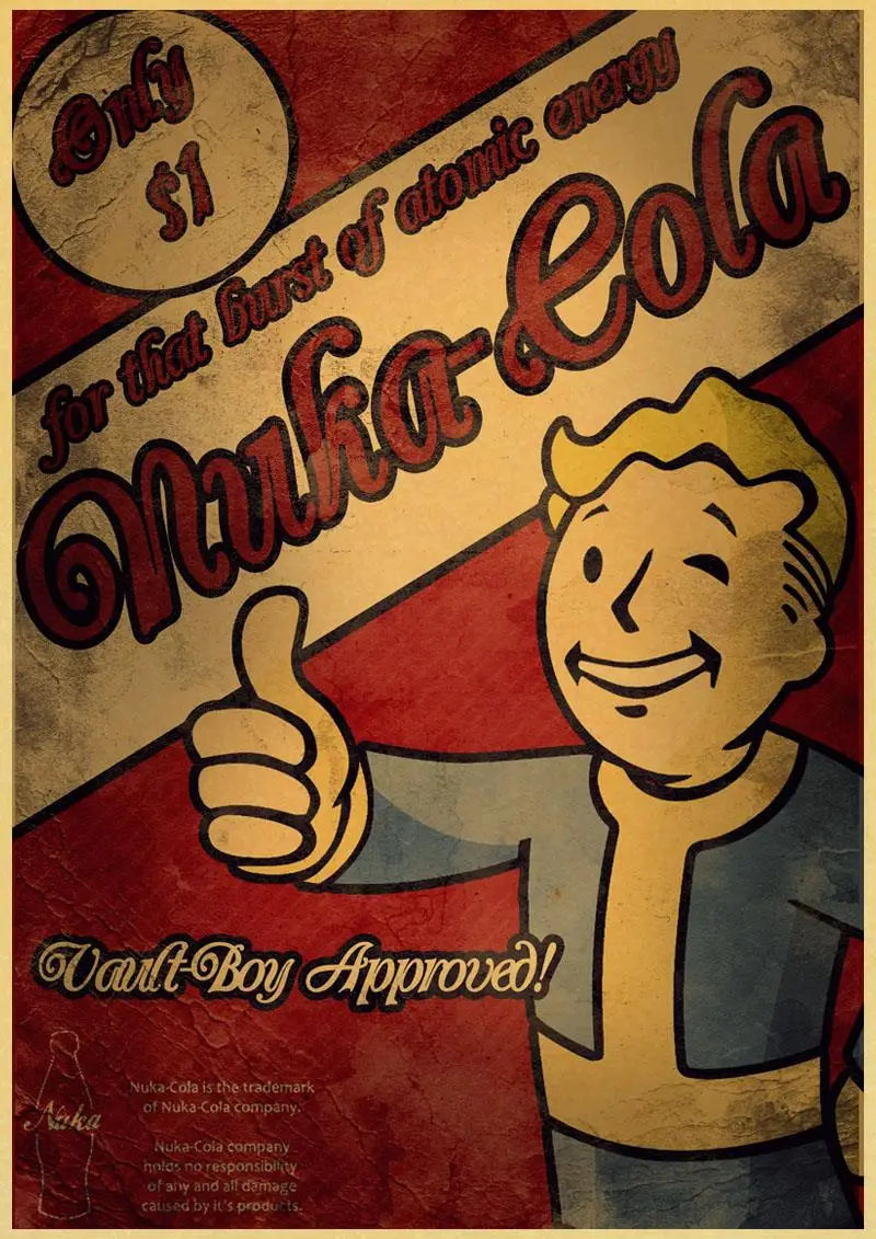 Винтаж Fallout 3 4 игры ретро плакаты домашний декор крафт классические обои высокое качество живопись