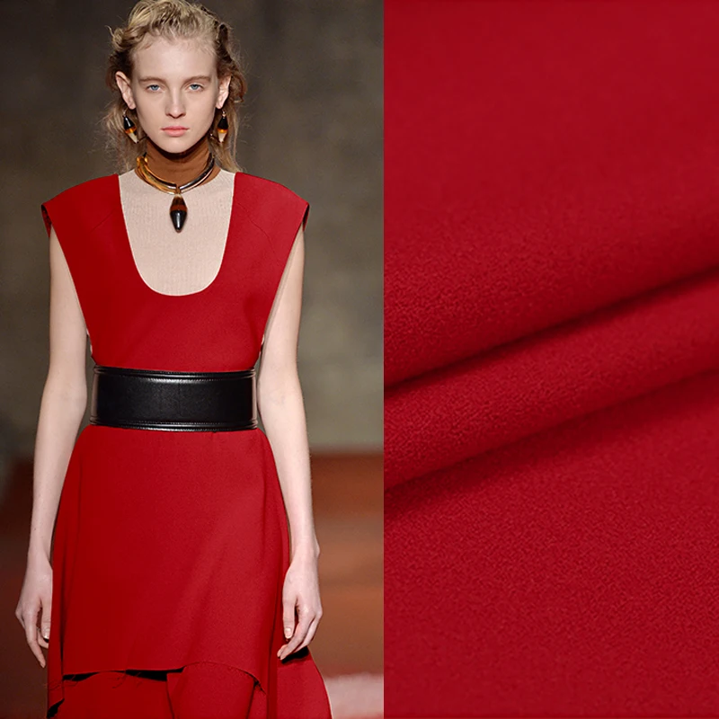 Однотонная белая черная красная шерстяная креп-ткань 150 см в ширину 270 г/м для