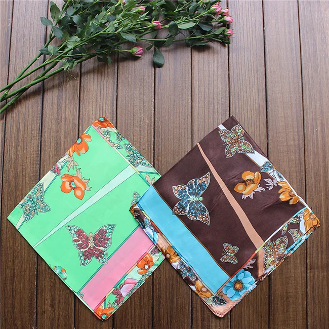 60 см * новый весенний шелковый шарф-бабочка с летящими цветами |