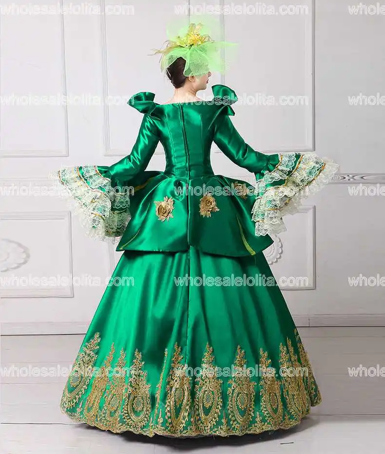 2017 Королевский Зеленый Вышивка королева вампира платье для Бала-маскарада Мари
