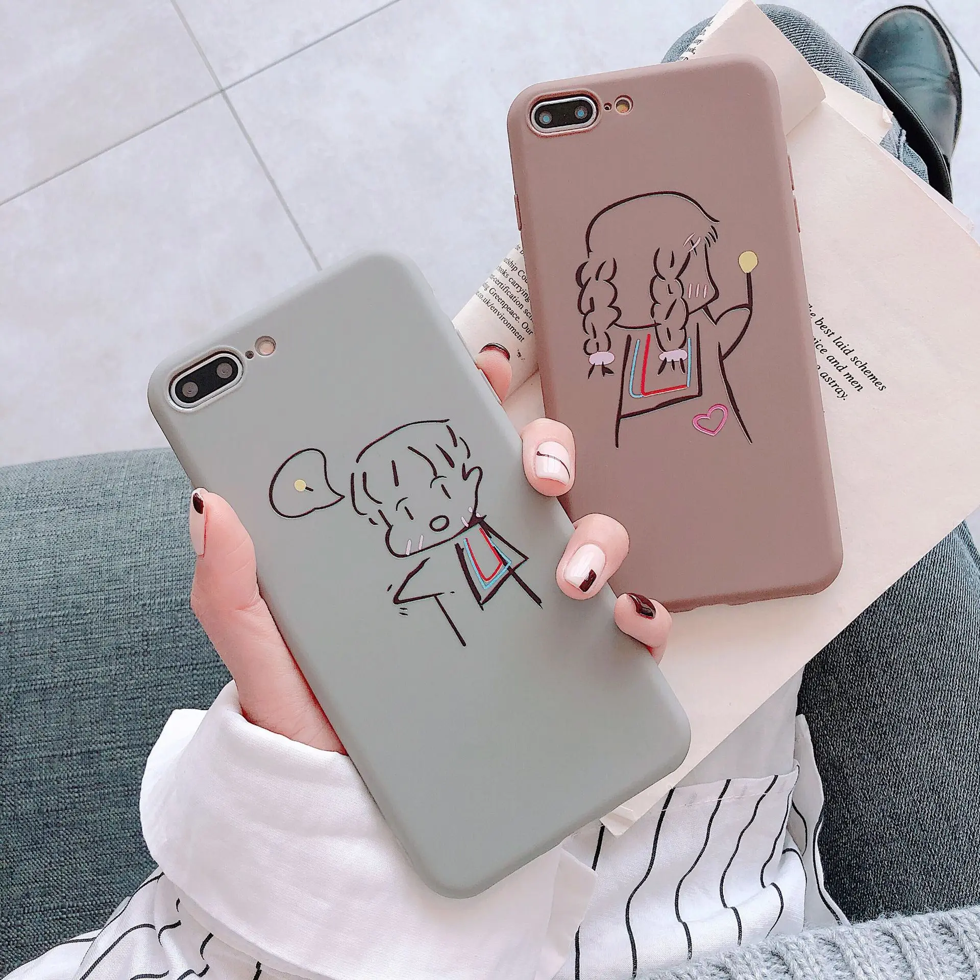 Милый чехол для iPhone X XR XS Max 6 S 7 8 Plus матовый мягкий силиконовый полное заднее