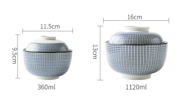 ANTOWALL японская HENGFENG 4,5 дюймов и 6,5 дюймов керамическая миска для супа с крышкой синяя и белая миска для риса тушеная мисо супница