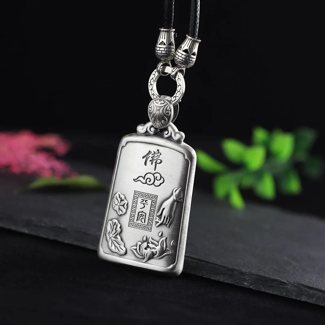 999 Silver Jewelry, Thai silver silk lady, ornament, hollow design, heart pendant.