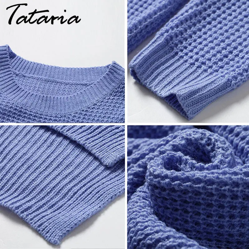 Tataria Winter Sweater Women Plus Size Women's Sweaters And Pullovers Knitted Long Sleeve Off Shoulder For Pull | Женская одежда