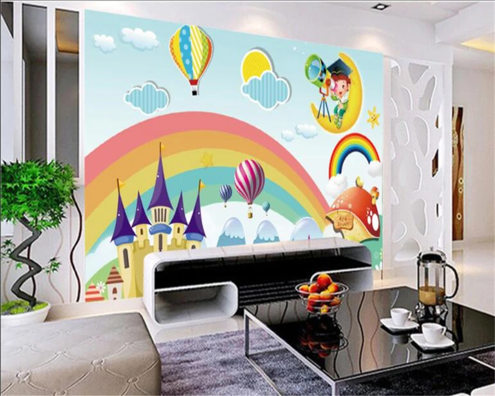 Пользовательские обои для детской комнаты фотообои с радужным замком мультяшный