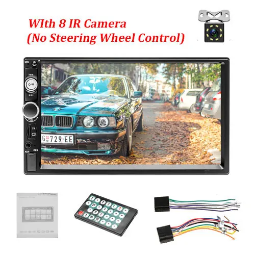 7010B with 8 IR Podofo 2 Din автомагнитола " HD аудио стерео Bluetooth мультимедийный плеер MP5 USB SD FM 2Din Android Зеркало Ссылка плеер авторадио - Цвет: 7010B with 8 IR