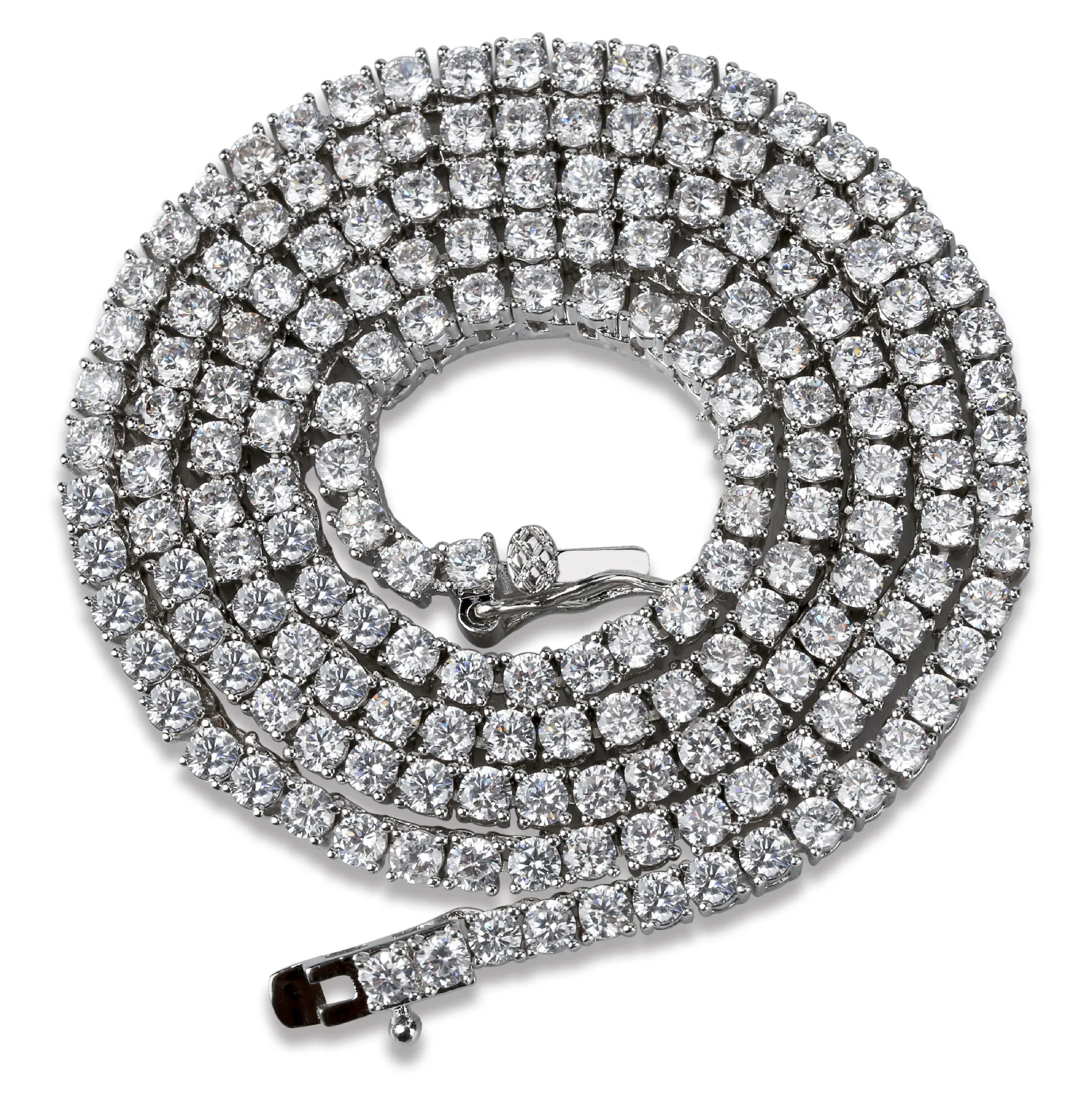 

NEW Gold/Silver/Rose Color Plated All Iced Out HipHop Copper Micro Pave CZ Stone 2.5mm Tennis Chain Necklace With 16"18"22"