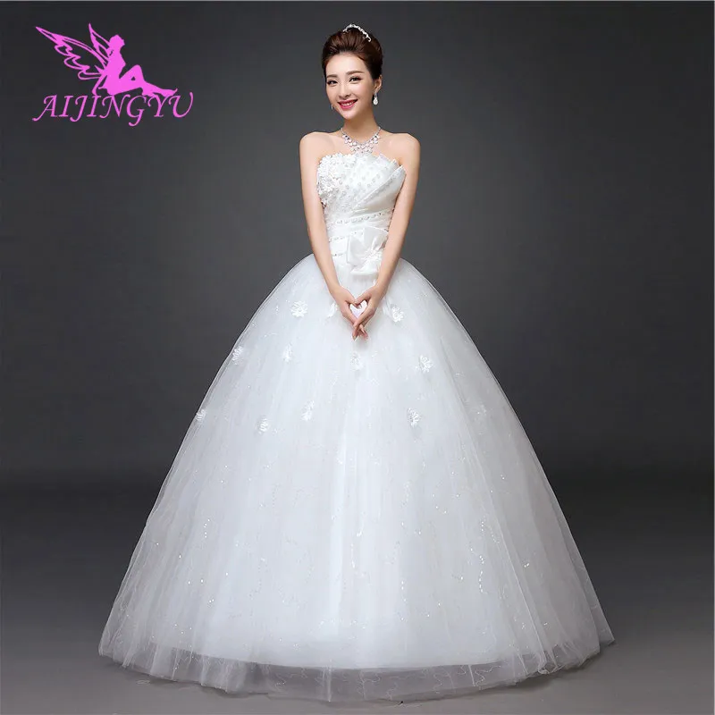 

AIJINGYU 2021 real photos Customized new hot selling cheap ball gown lace up back formal bride dresses wedding dress WK711