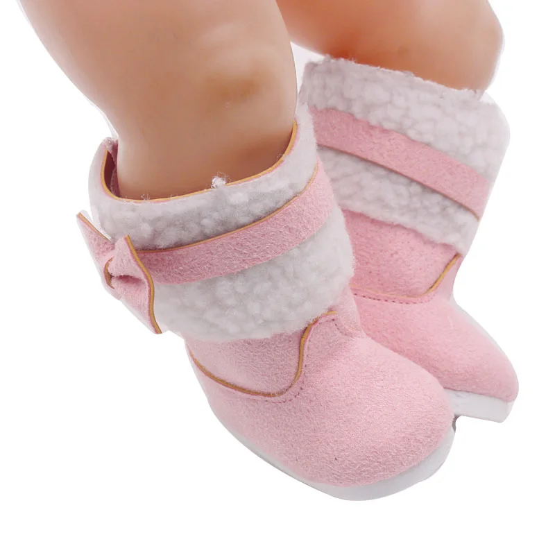 Doll shoes Pink plush winter boots toy accessories fit 43 cm baby dolls and 18 inch Girl doll g59 | Игрушки и хобби