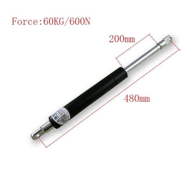 

200mm Long Stroke 60KG/132lb Force Gas Springs For Funiture Lift M8 Auto Gas Springs For Car 480mm Central Distance