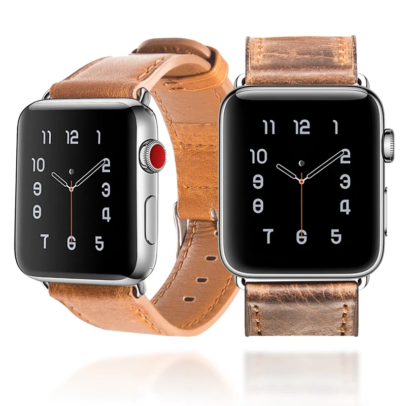 Кожаный ремешок для Apple Watch Series 4 3 2 1 винтажный iwatch 44 мм 40 38 42 сменный Браслет |