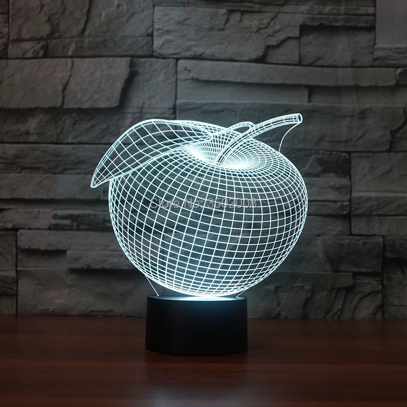 Креативный 3D дизайн apple Красочный ночник 7 цветов USB LED Настольная лампа в подарок