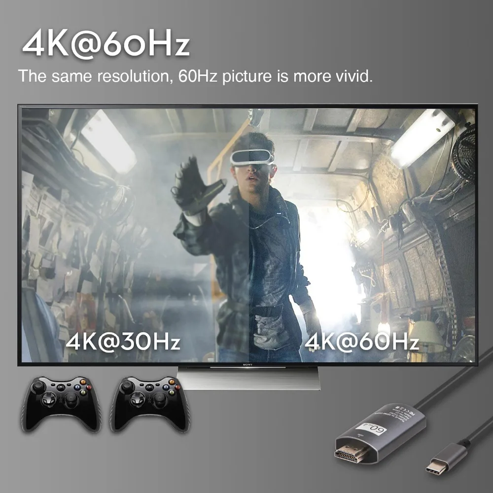 NIERBO USB C к HDMI 4 К * 2K @ 60 Гц Кабель 3 1 Тип (thunderbolt совместимый) для MacBook Pro DELL книга samsung
