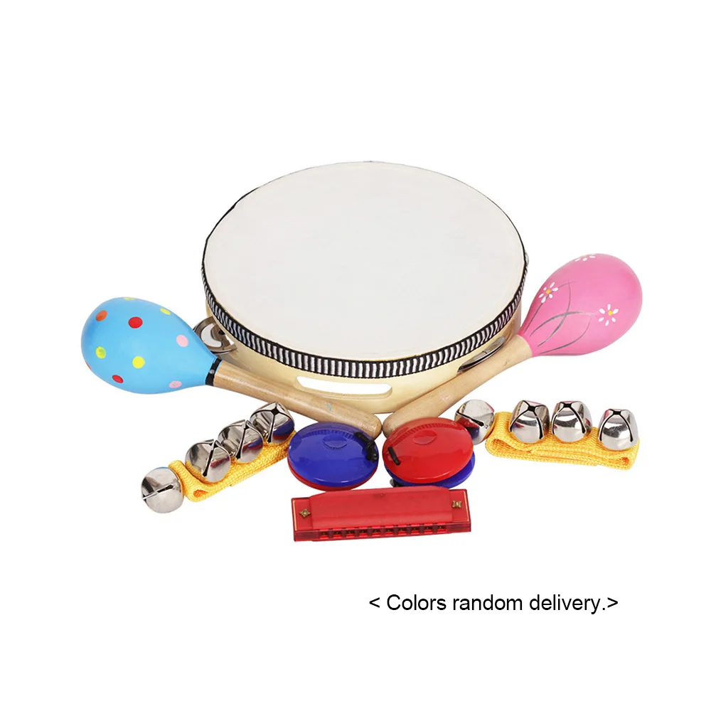 8 шт./компл. музыкальные игрушки Band Rhythm Kit включая тамбурин Maracas Castanets Handbells