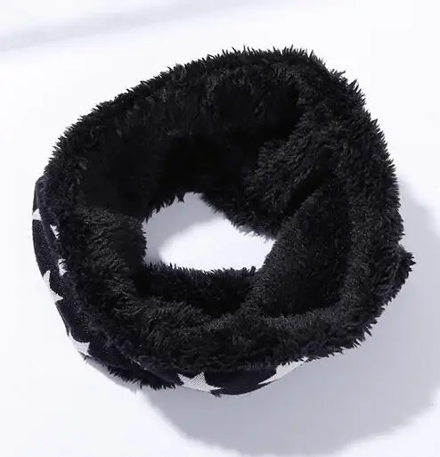 STAR BLACK Теплый детский шарф, воротники, плюшевое кольцо, шарф, хлопок, Bufandas для мальчиков и девочек, Осень-зима, детский шейный платок, детский шарф - Цвет: STAR BLACK