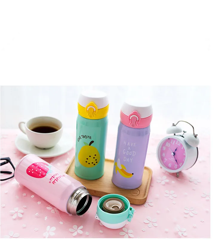 1 шт. милый термос из нержавеющей стали 4 вида цветов фруктовый узор вакуумная