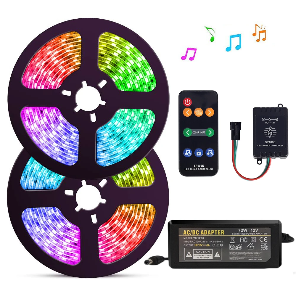Светодиодная лента с музыкальным синхронизатором комплект эффектами Чейза WS2811