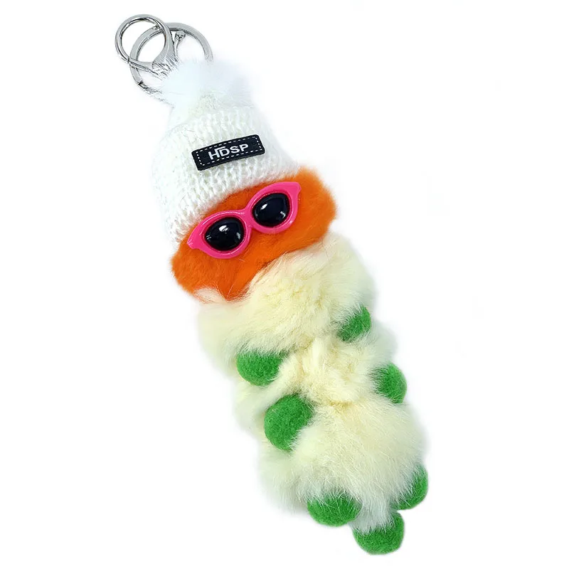 Новинка шапка плюшевая гусеница Стайлинг Ключ Пряжка Кулон девочка сумка