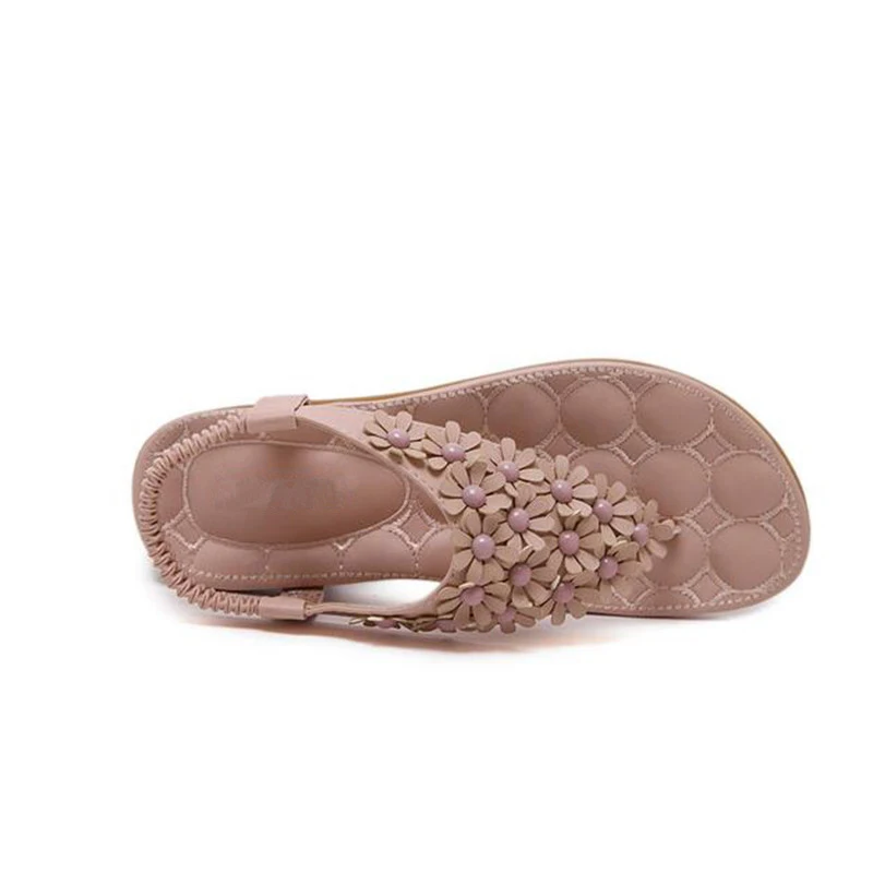 Женские босоножки в богемном стиле розовые/серые большие размеры|sandals flip flops