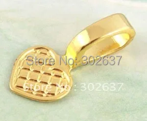 

200 PCS Gold Color plate heart glue on bail Charms A11586GP