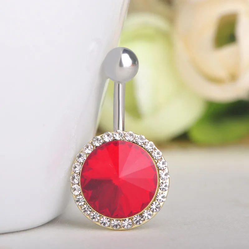 Женское кольцо для пирсинга пупка Funmor простая круглая пуговица с кристаллами