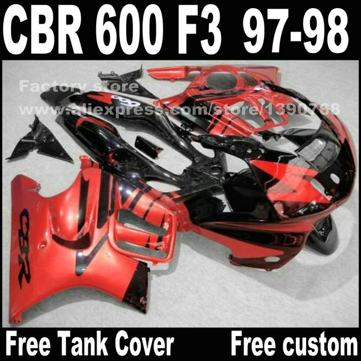 

Lowest price Motorcycle parts for HONDA CBR 600 F3 fairings 1997 1998 CBR600 F3 97 98 red black fairing kit A2