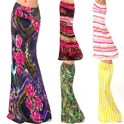 2017 сексуальные женщины Лето в стиле бохо Длинные Макси Вечерние пляжные талии