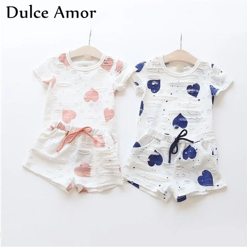 Повседневная летняя детская одежда Dulce Amor 2 шт./компл. комплекты одежды для