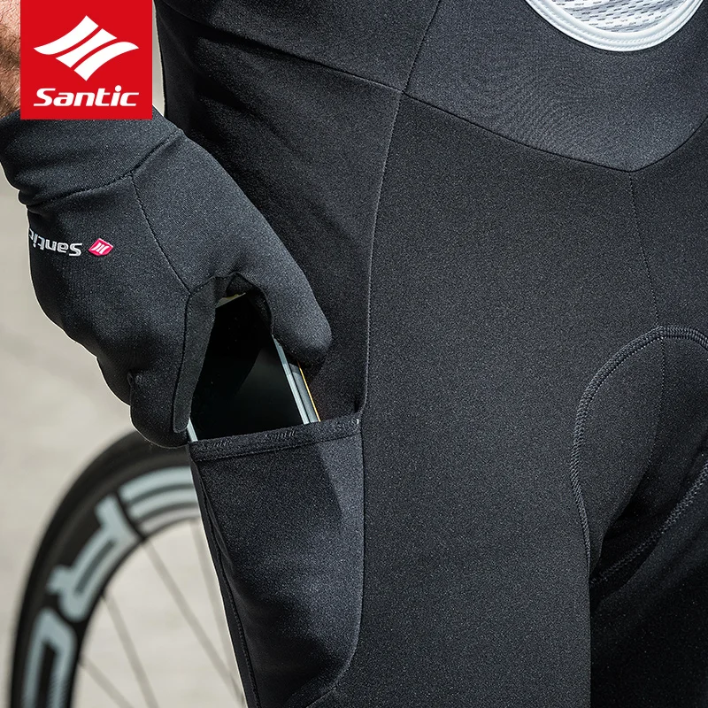 Мужские велосипедные брюки Santic Pro Team Bike термоштаны на флисе ветрозащитные теплые
