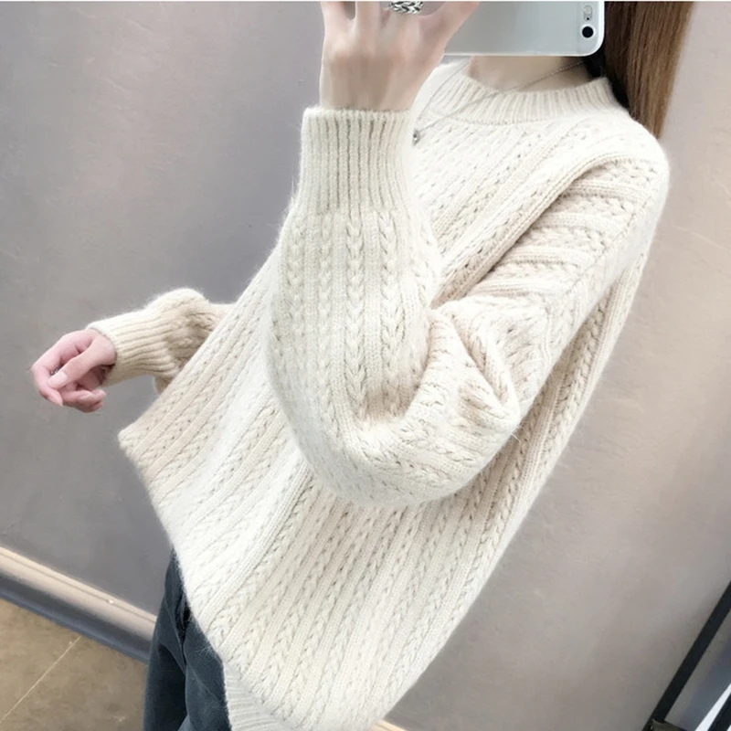 Women Knitted Sweaters Fashion Solid Color Loose Long Sleeve Jumper Autumn Winter Casual Pullovers Tops FP1386 | Женская одежда