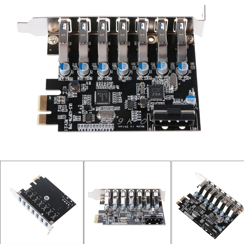 PCI-E USB 3 0 7-портовый Суперскоростной разъем питания на 15-контактный SATA адаптер PCI
