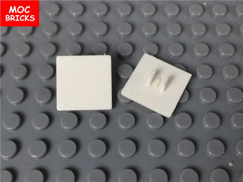 10 шт./лот MOC кирпичи белый дорожный знак клипса 2x2 квадратный подходит для 30258
