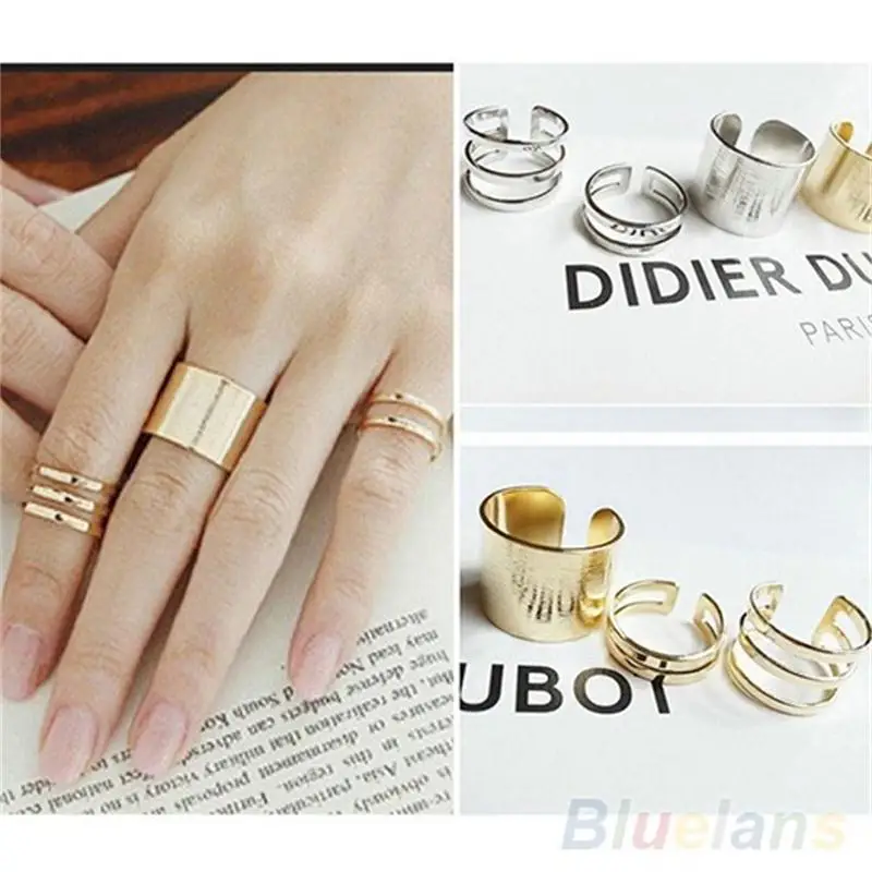 

3Pcs/Set Wedding Rings Fashion Top Of Finger Over The Midi Tip Finger Above The Knuckle Open Rings for women