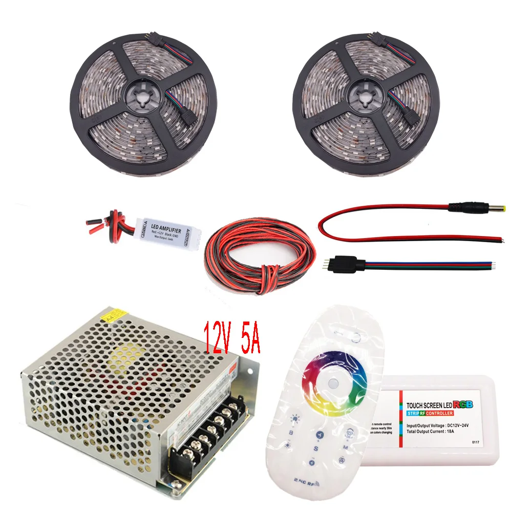 5 M 25 RGB набор светодиодных лент 5050 SMD Led Гибкий свет 30led/m DC12V + 2 4G RF пульт
